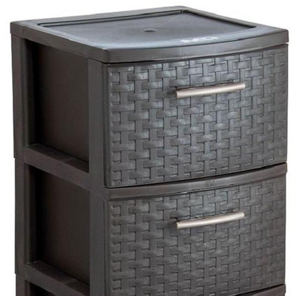 Espresso Plastic Square Accent Cabinet with Four Drawers - 13-inch