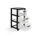 Black Plastic Square Accent Cabinet with Three Drawers - 13-inch