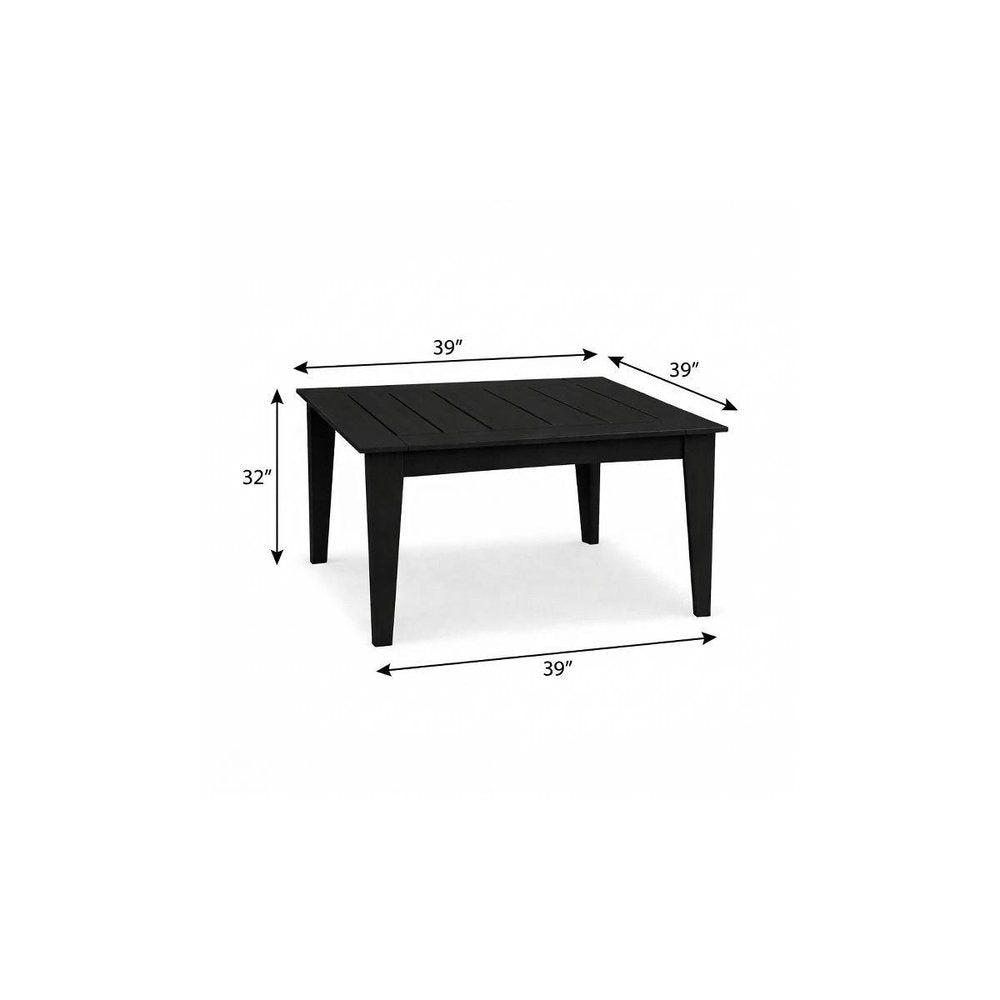 Black Heavy Duty Plastic Square Outdoor Dining Table - 39-inch