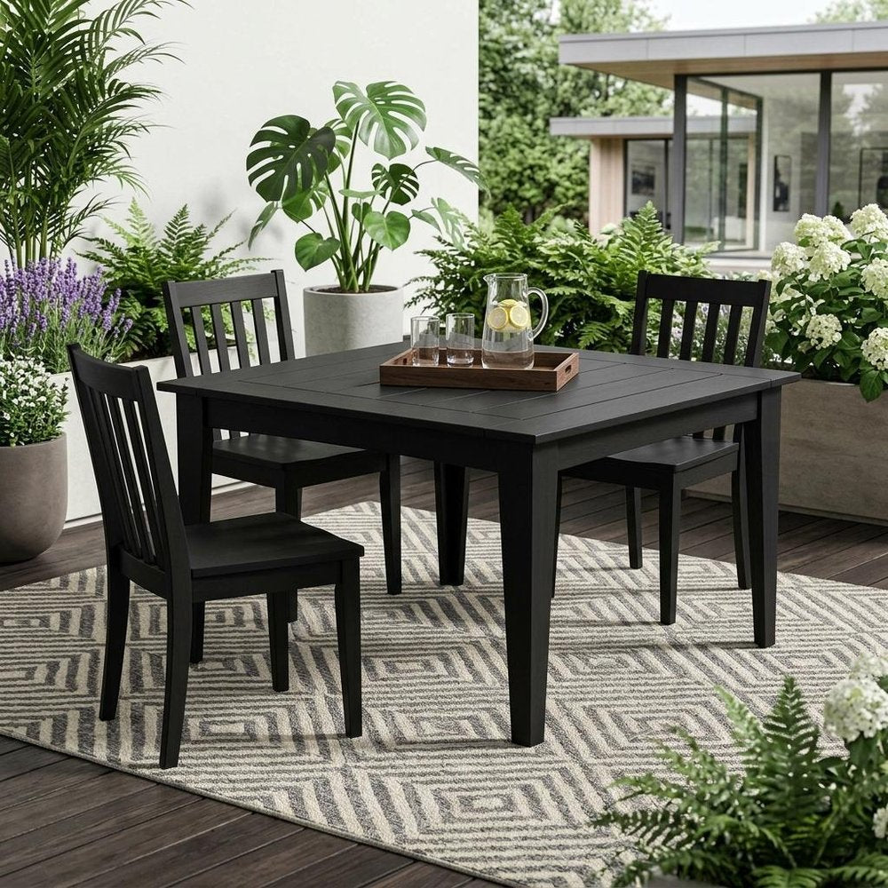 Black Heavy Duty Plastic Square Outdoor Dining Table - 39-inch