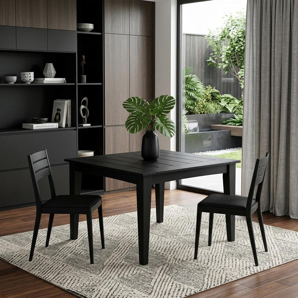 Black Heavy Duty Plastic Square Outdoor Dining Table - 39-inch