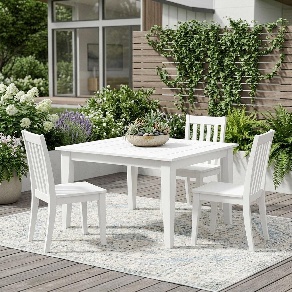 Black Heavy Duty Plastic Square Outdoor Dining Table - 39-inch