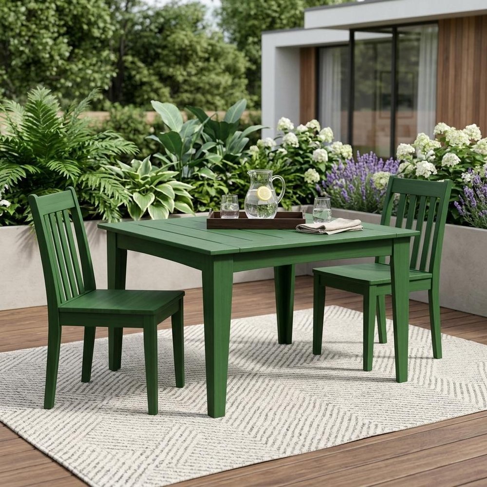 Black Heavy Duty Plastic Square Outdoor Dining Table - 39-inch
