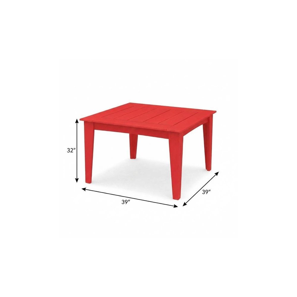 Black Heavy Duty Plastic Square Outdoor Dining Table - 39-inch