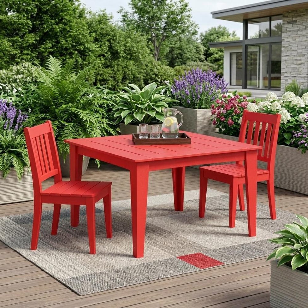 Black Heavy Duty Plastic Square Outdoor Dining Table - 39-inch