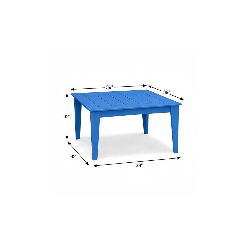 Black Heavy Duty Plastic Square Outdoor Dining Table - 39-inch