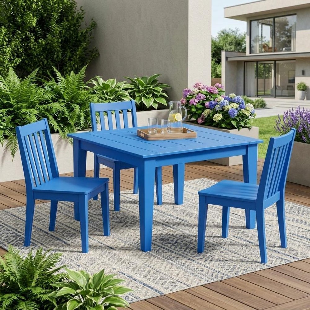 Black Heavy Duty Plastic Square Outdoor Dining Table - 39-inch