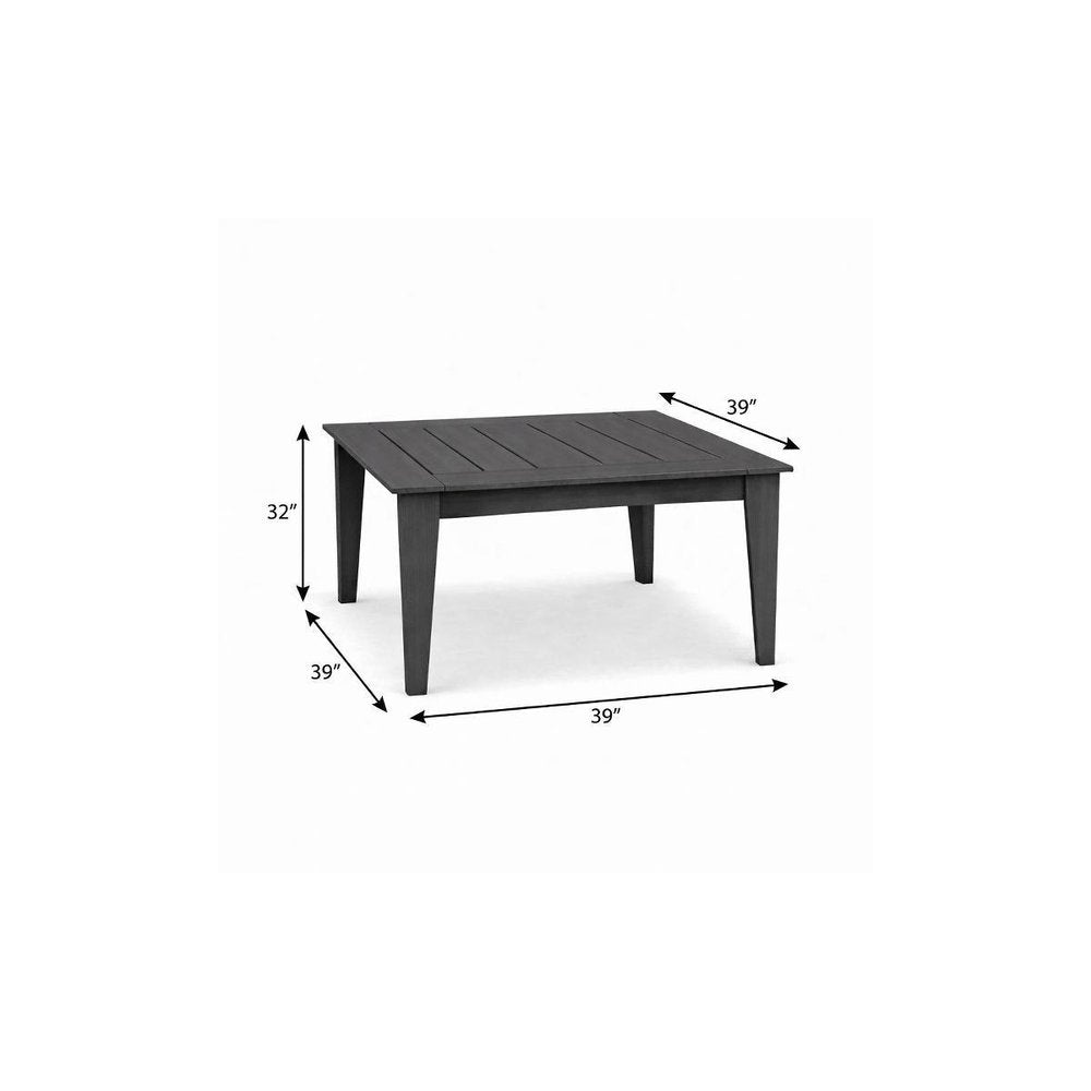 Black Heavy Duty Plastic Square Outdoor Dining Table - 39-inch