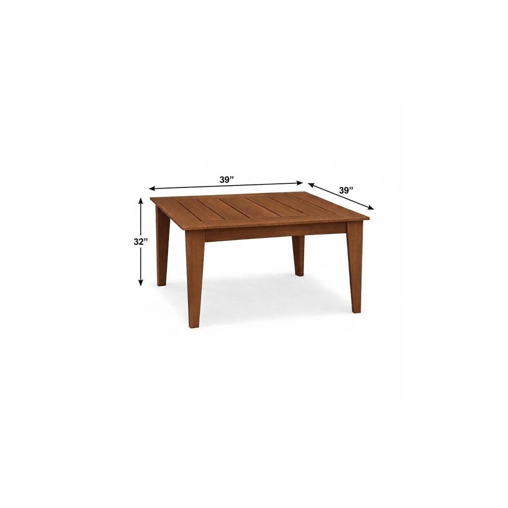 Black Heavy Duty Plastic Square Outdoor Dining Table - 39-inch