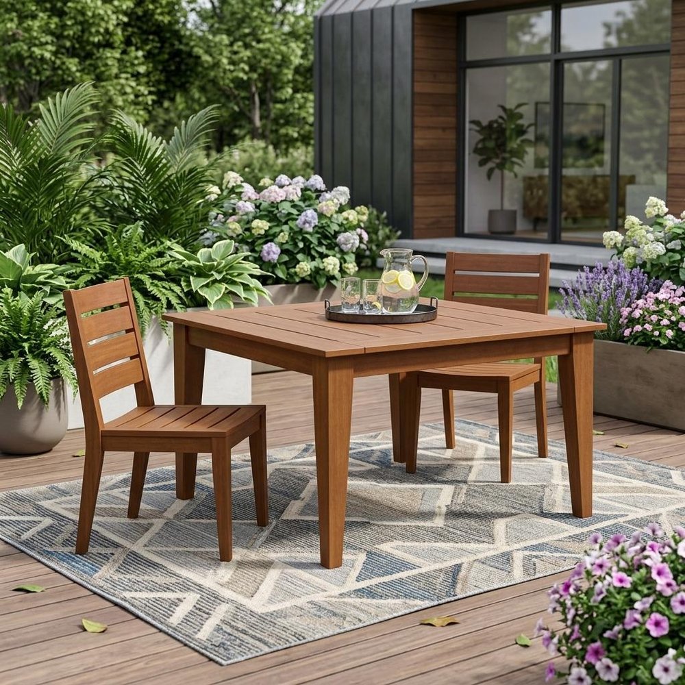 Black Heavy Duty Plastic Square Outdoor Dining Table - 39-inch