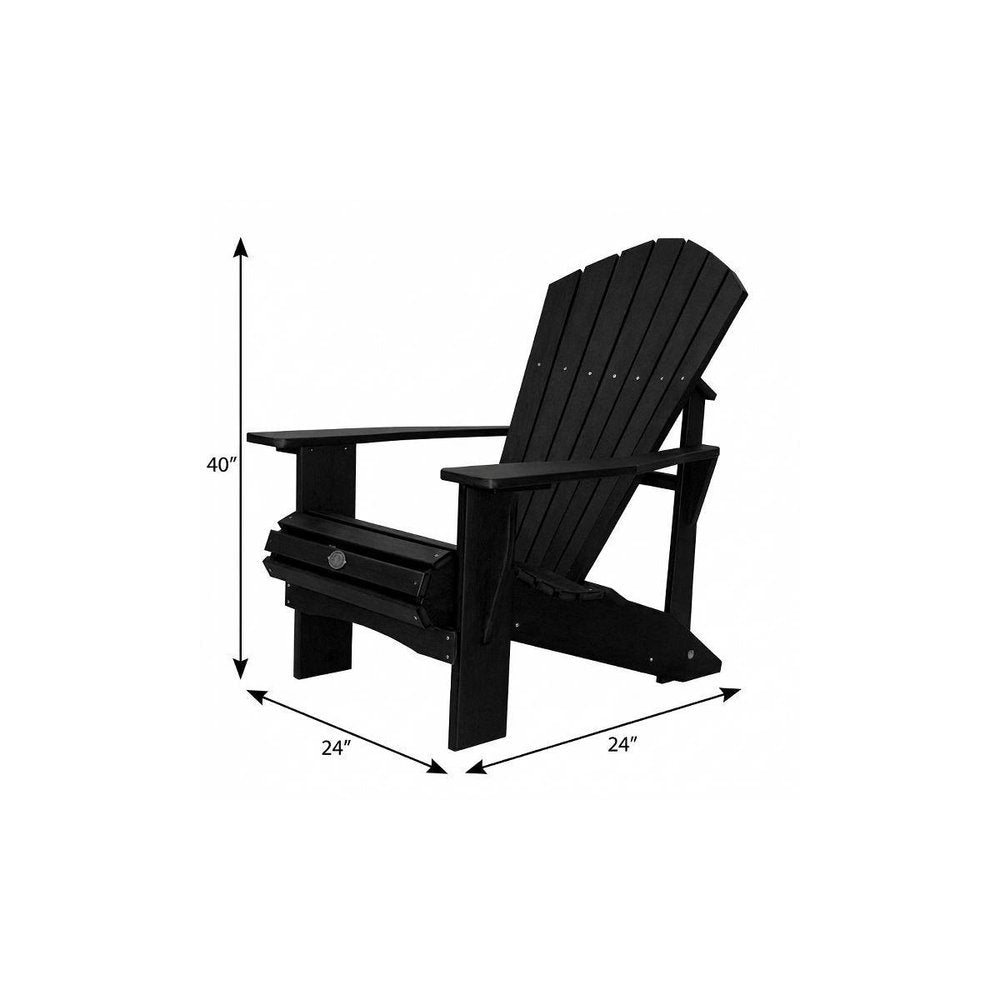 Black Heavy Duty Plastic Outdoor Adirondack Chair - 24-inch