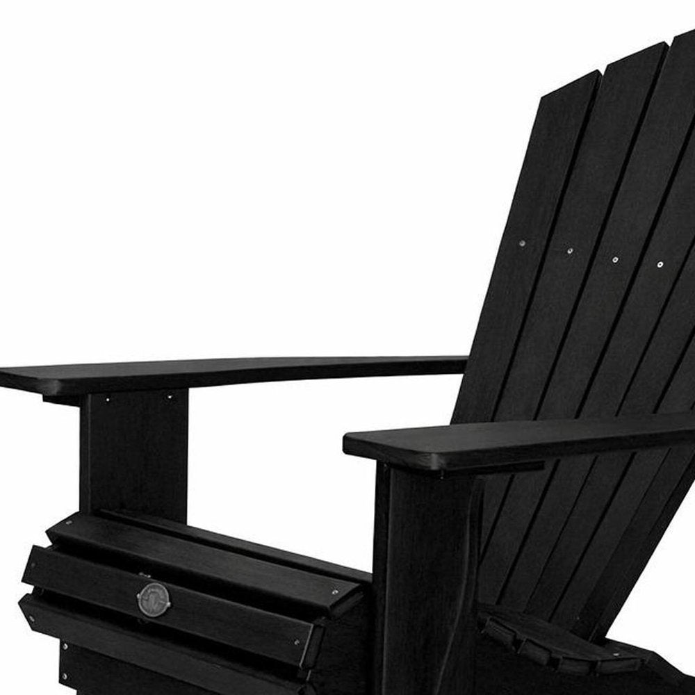 Black Heavy Duty Plastic Outdoor Adirondack Chair - 24-inch