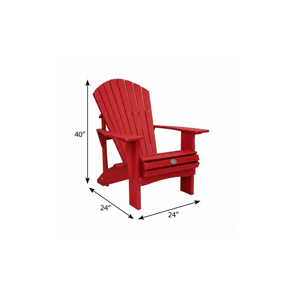 Black Heavy Duty Plastic Outdoor Adirondack Chair - 24-inch
