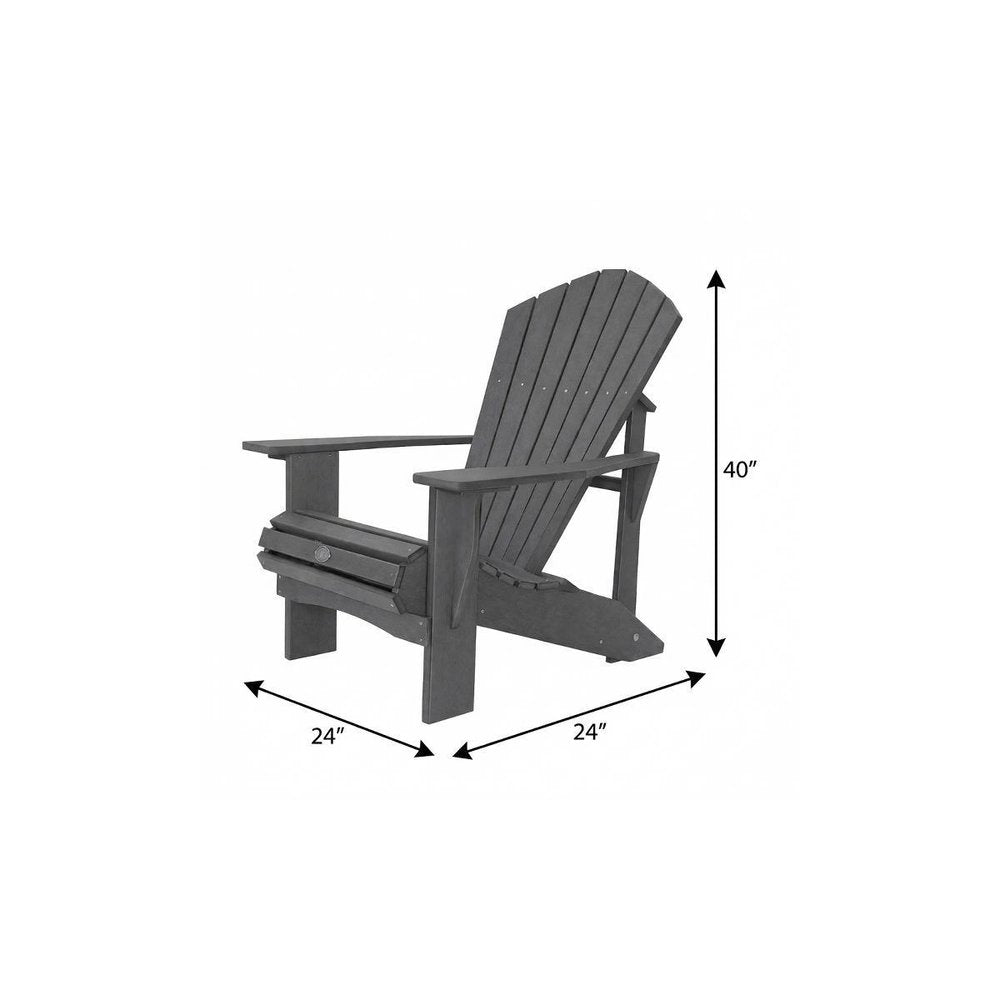 Black Heavy Duty Plastic Outdoor Adirondack Chair - 24-inch