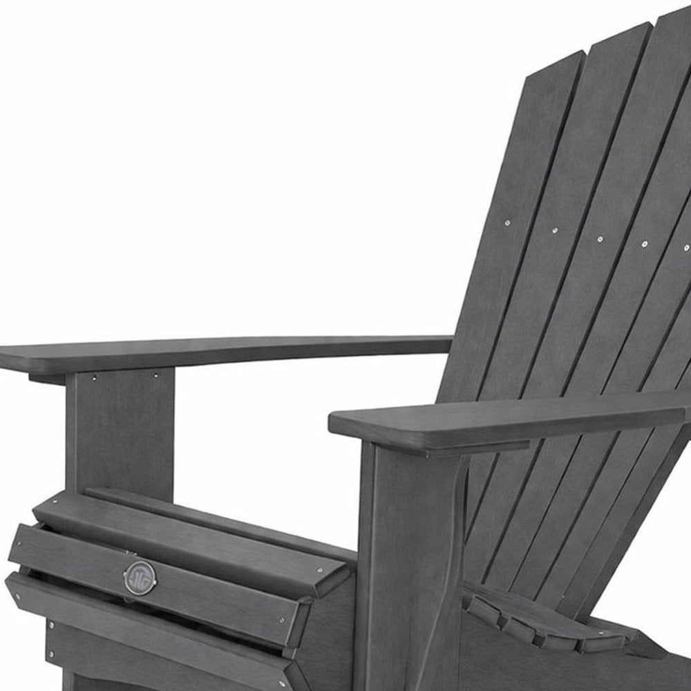 Black Heavy Duty Plastic Outdoor Adirondack Chair - 24-inch