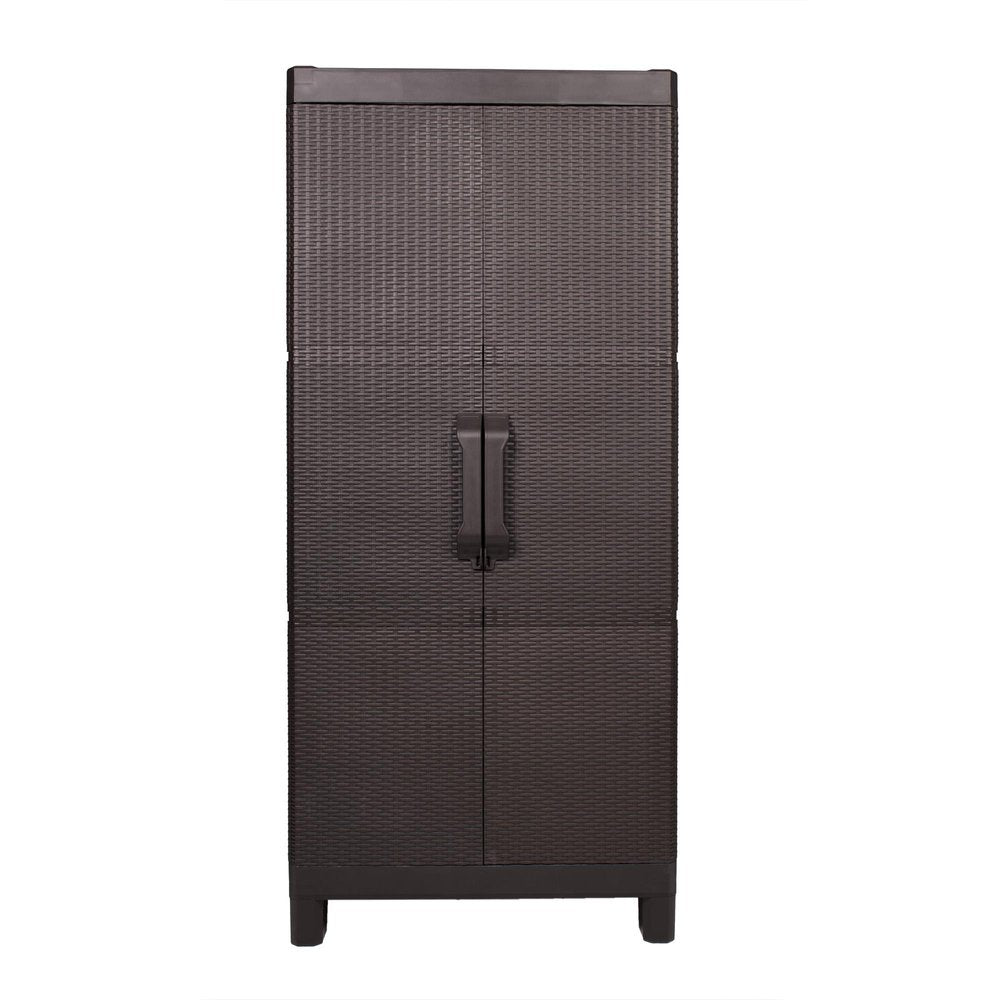 Espresso Plastic Square Accent Cabinet with Two Doors - 26-inch