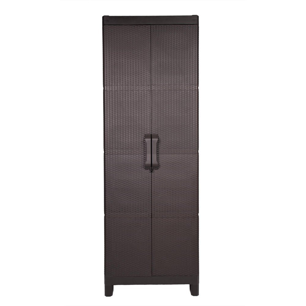 Espresso Plastic Square Accent Cabinet with Two Doors - 26-inch