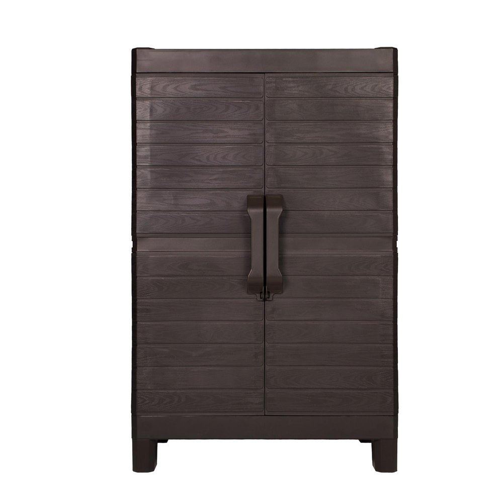 Espresso Plastic Square Accent Cabinet with Two Doors - 26-inch