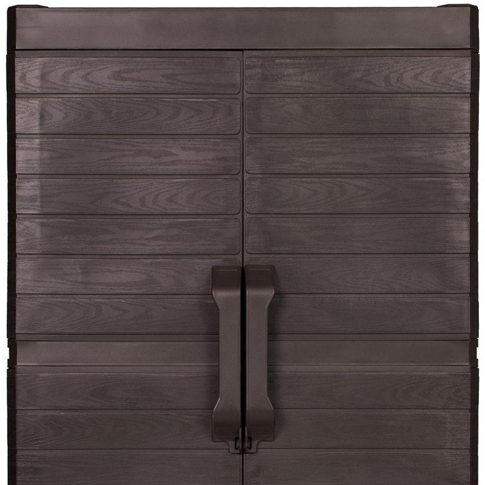 Espresso Plastic Square Accent Cabinet with Two Doors - 26-inch