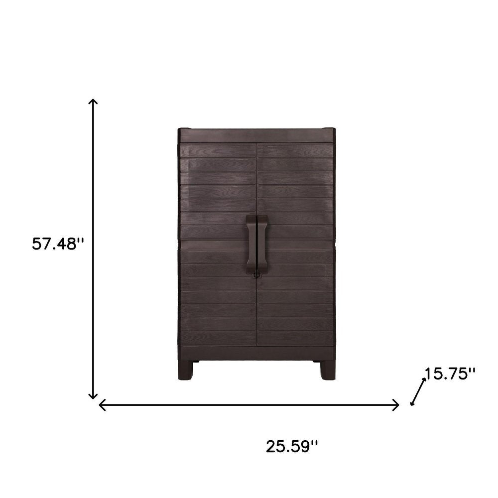 Espresso Plastic Square Accent Cabinet with Two Doors - 26-inch