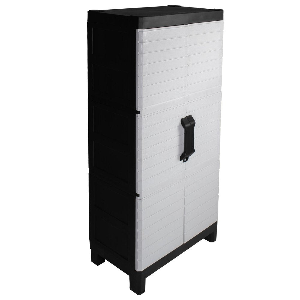 Gray Plastic Square Accent Cabinet with Two Doors - 26-inch