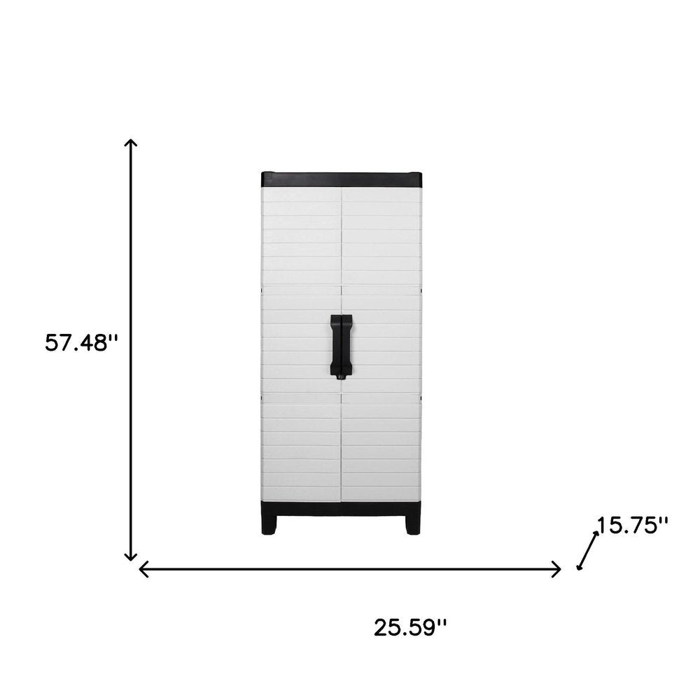 Gray Plastic Square Accent Cabinet with Two Doors - 26-inch