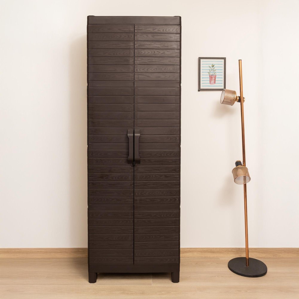 Espresso Plastic Square Accent Cabinet with Two Doors - 26-inch