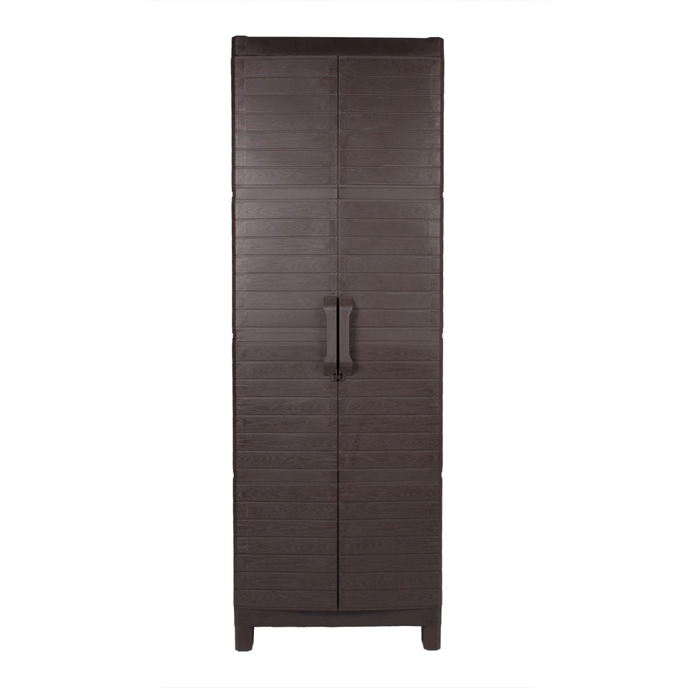 Espresso Plastic Square Accent Cabinet with Two Doors - 26-inch