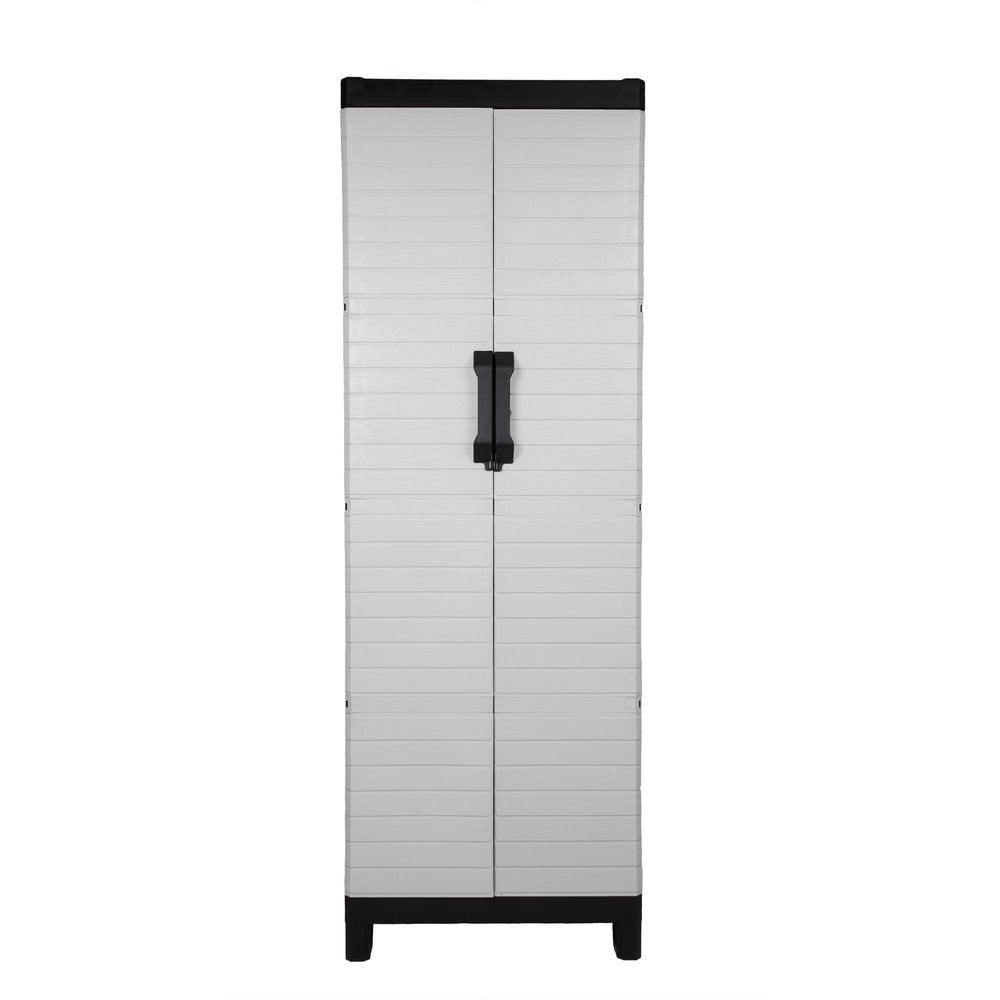 Gray Plastic Square Accent Cabinet with Two Doors - 26-inch