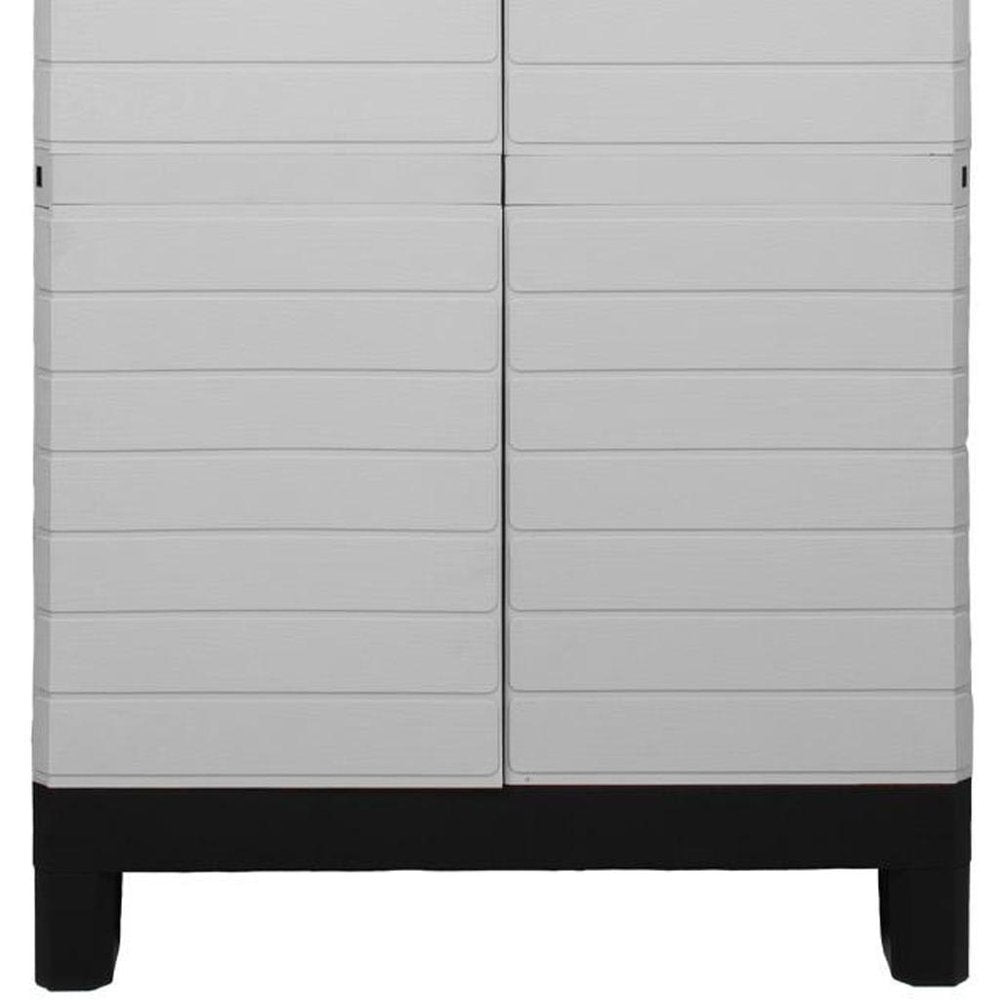 Gray Plastic Square Accent Cabinet with Two Doors - 26-inch