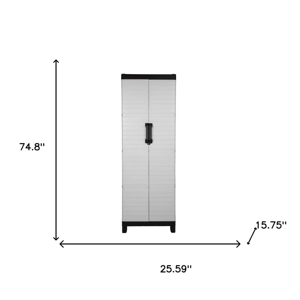 Gray Plastic Square Accent Cabinet with Two Doors - 26-inch