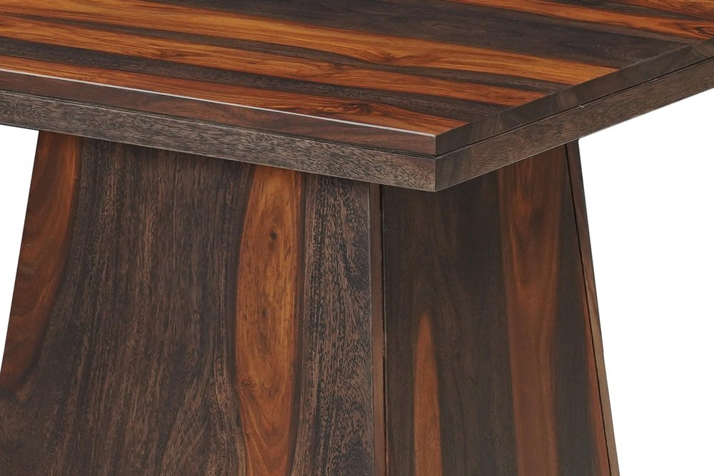 Dark Brown Solid Wood Square Pedestal End Table - 23-inch