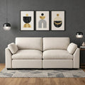 Beige and Black Velvet Modular Loveseat - 75-inch