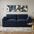 Blue and Black Velvet Modular Loveseat - 75-inch