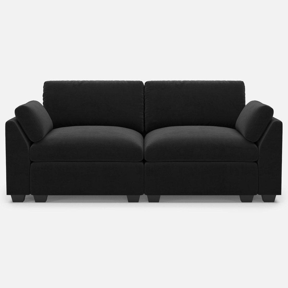 Black Velvet Modular Loveseat - 75-inch