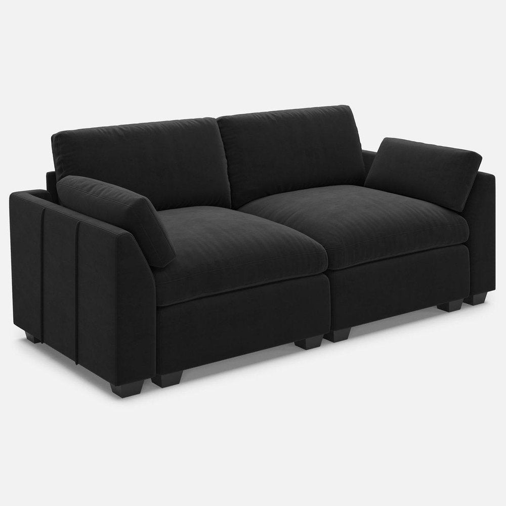 Black Velvet Modular Loveseat - 75-inch