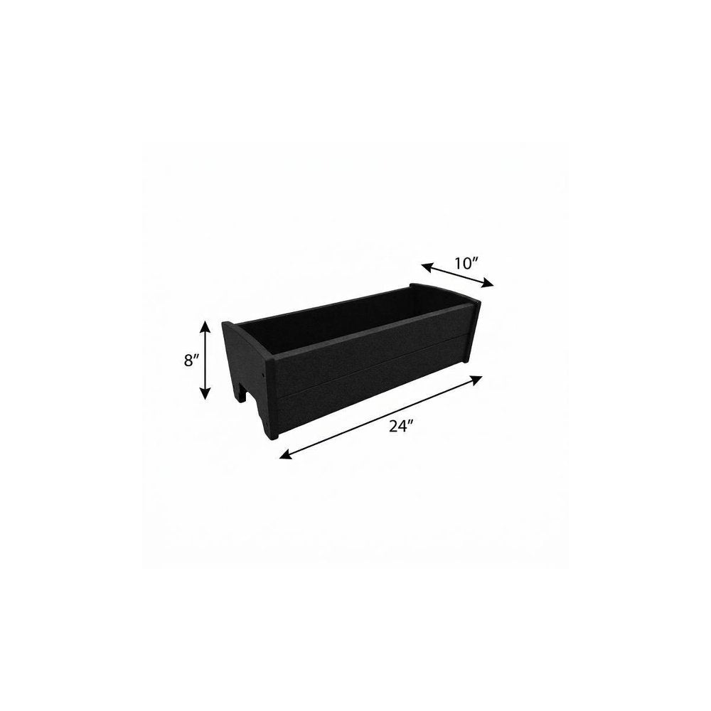 Black Heavy Duty Plastic Rectangular Railing Planter - 8 X 24-inch