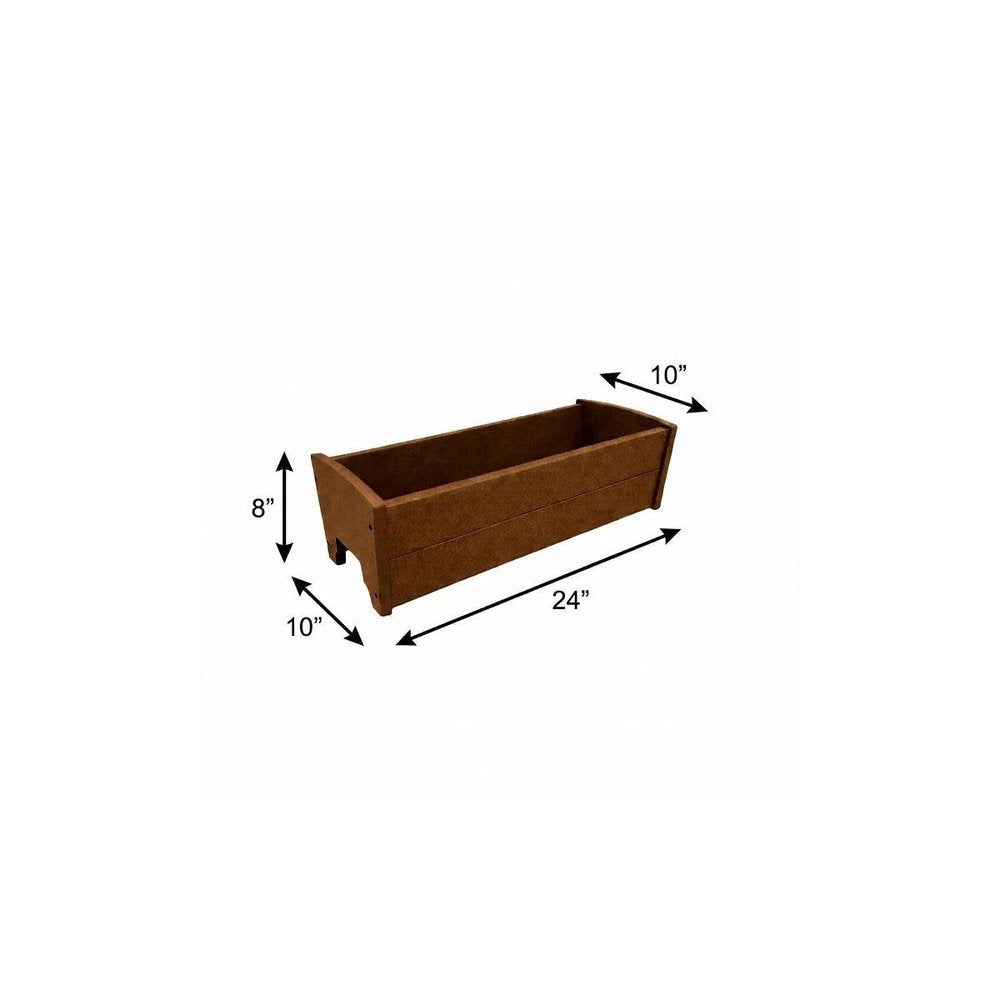 Black Heavy Duty Plastic Rectangular Railing Planter - 8 X 24-inch