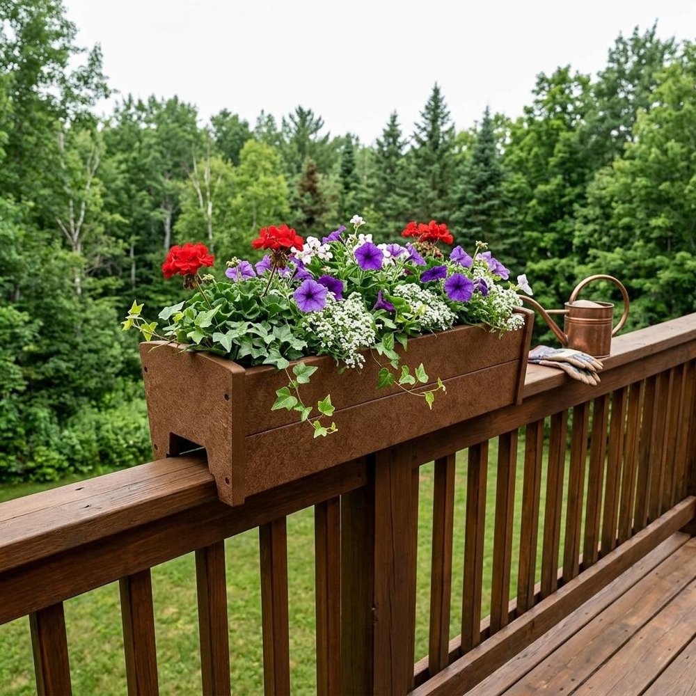 Black Heavy Duty Plastic Rectangular Railing Planter - 8 X 24-inch
