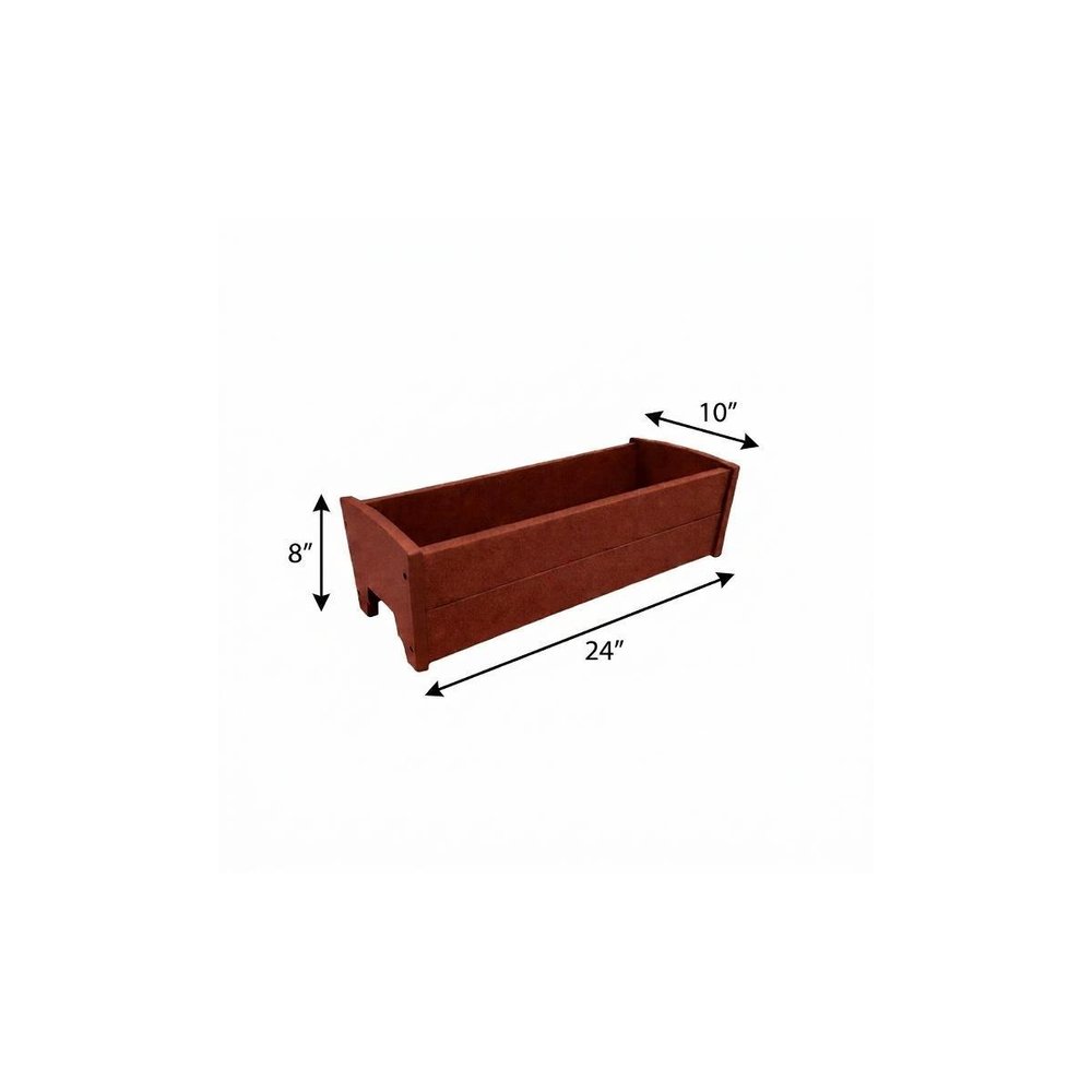 Black Heavy Duty Plastic Rectangular Railing Planter - 8 X 24-inch