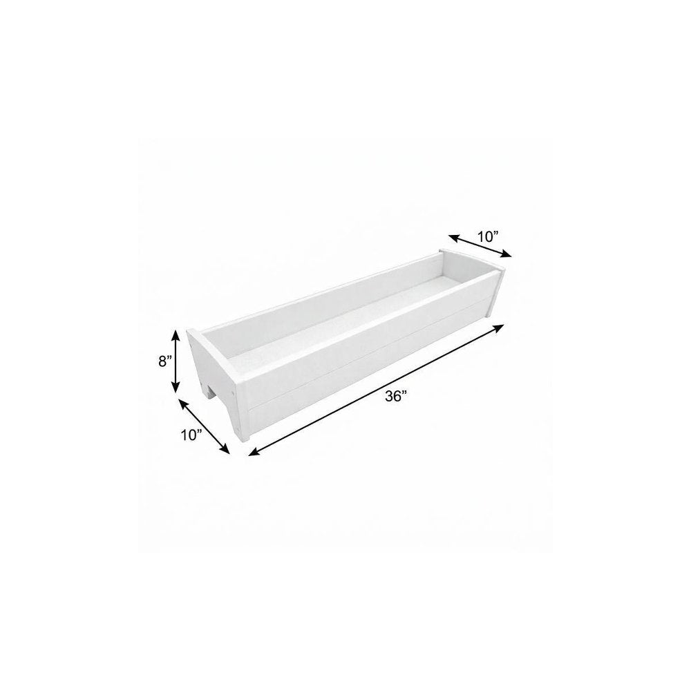 White Heavy Duty Plastic Rectangular Railing Planter - 8 X 36-inch