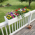 White Heavy Duty Plastic Rectangular Railing Planter - 8 X 36-inch
