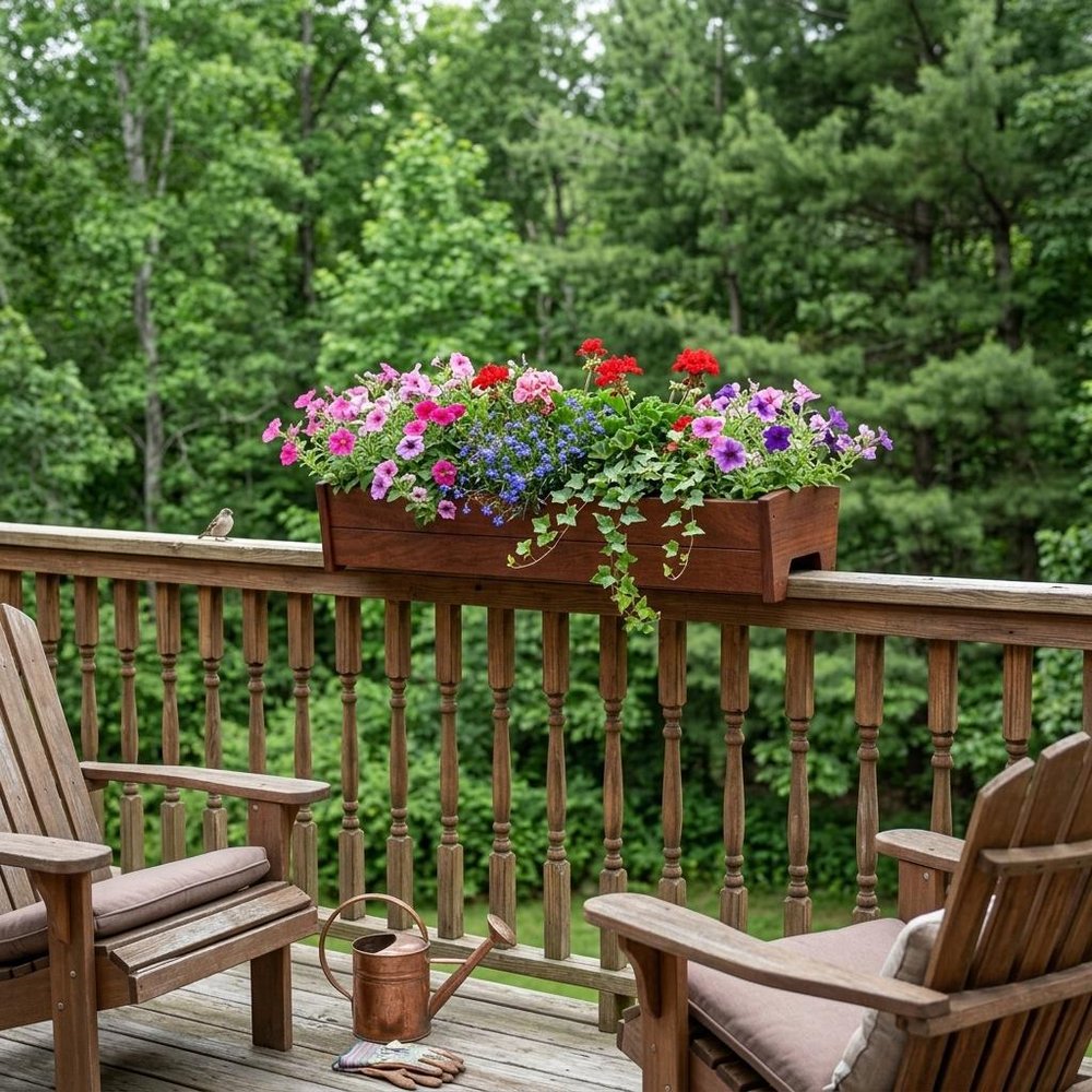 White Heavy Duty Plastic Rectangular Railing Planter - 8 X 36-inch
