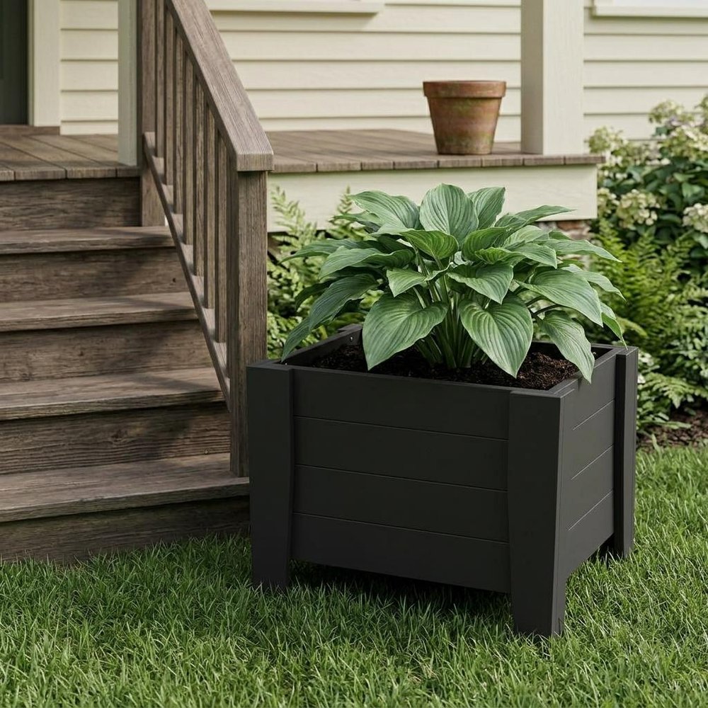 Black Heavy Duty Plastic Square Planter Box - 20 X 18-inch