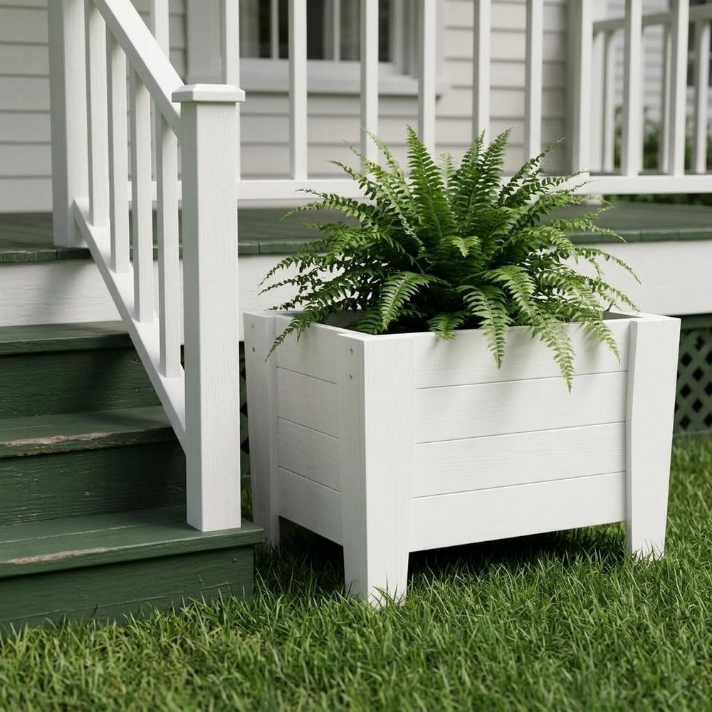Black Heavy Duty Plastic Square Planter Box - 20 X 18-inch