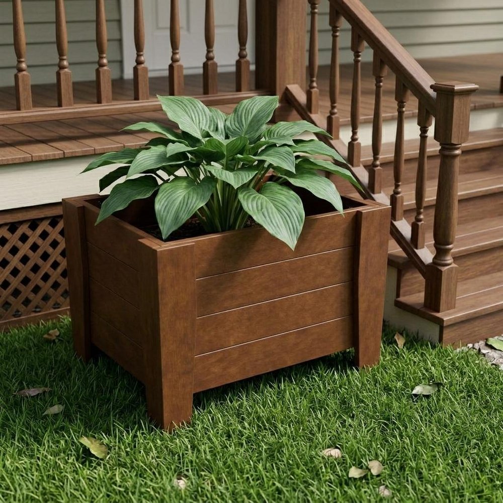 Black Heavy Duty Plastic Square Planter Box - 20 X 18-inch