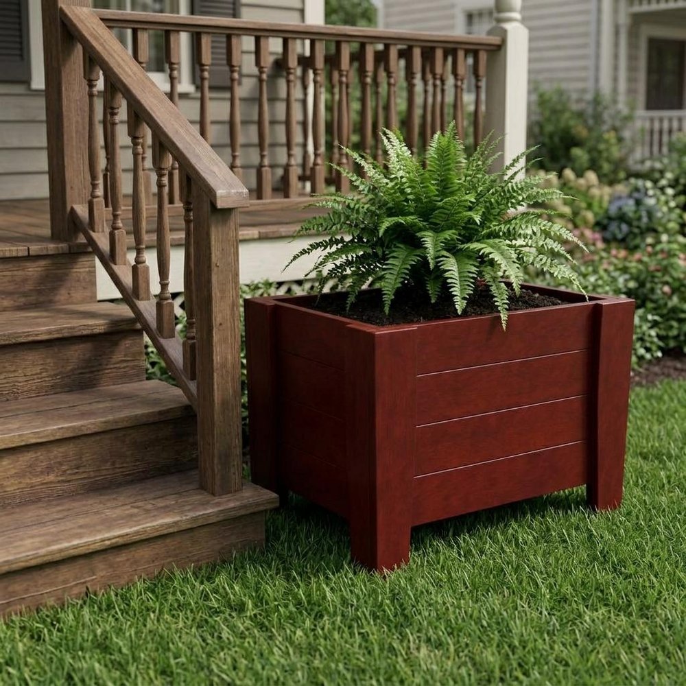 Black Heavy Duty Plastic Square Planter Box - 20 X 18-inch