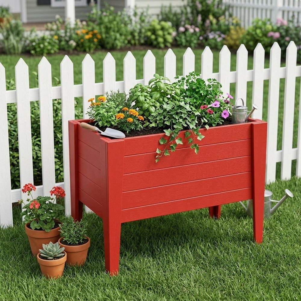 Black Heavy Duty Plastic Rectangular Raised Garden Bed - 30 X 36-inch