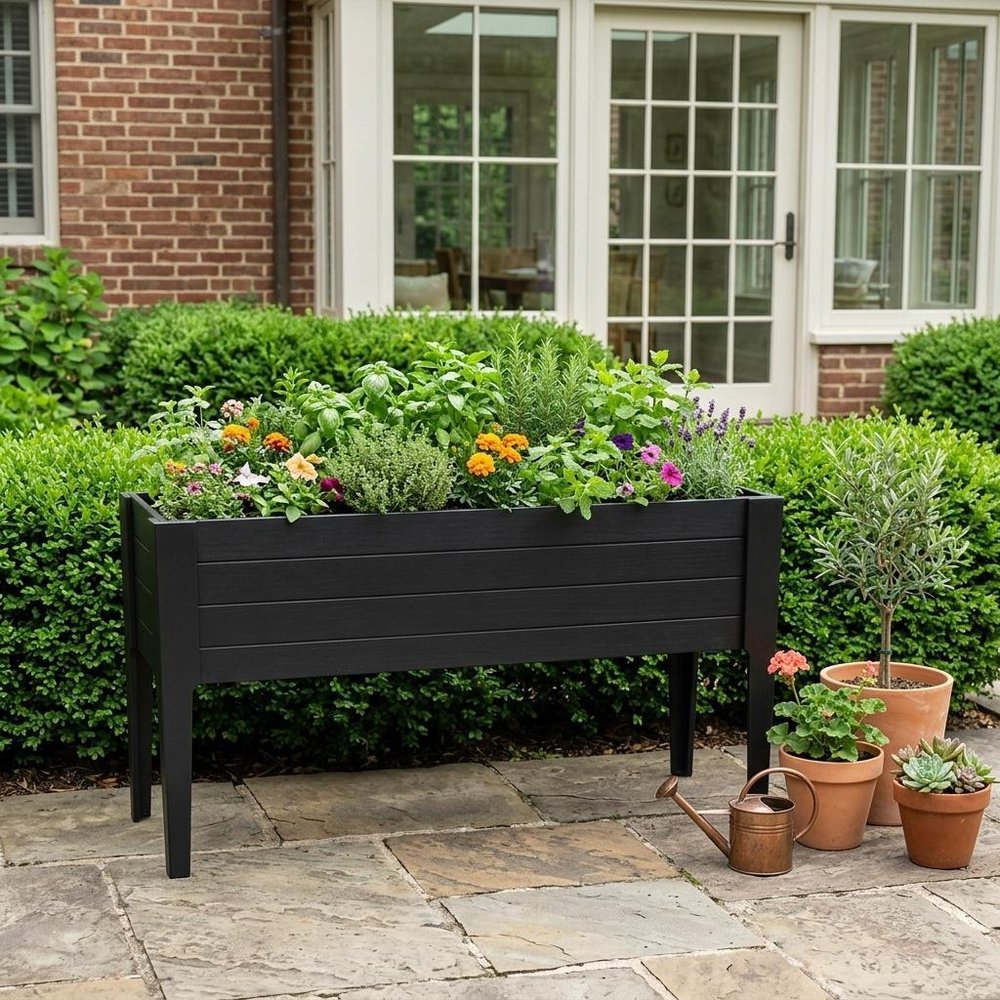 Black Heavy Duty Plastic Rectangular Raised Garden Bed - 30 X 72-inch