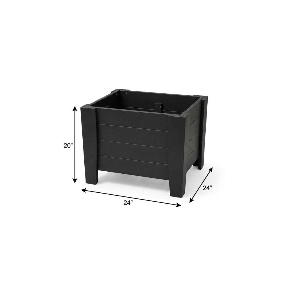 Black Heavy Duty Plastic Square Planter Box - 20 X 24-inch